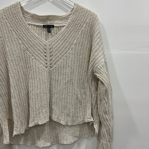 Eileen Fisher Long Sleeve V-Neck Organic Tape-Yarn Sweater Large - Picture 9 of 13